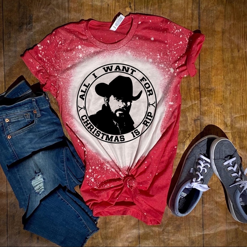 Bleached Rip Yellowstone Christmas Tee